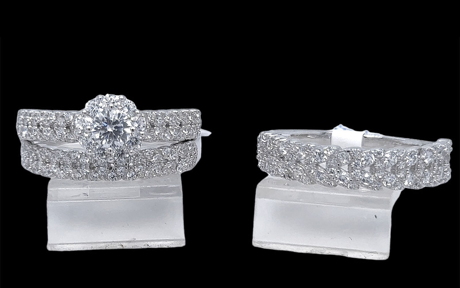 Silver His and Hers Wedding Set