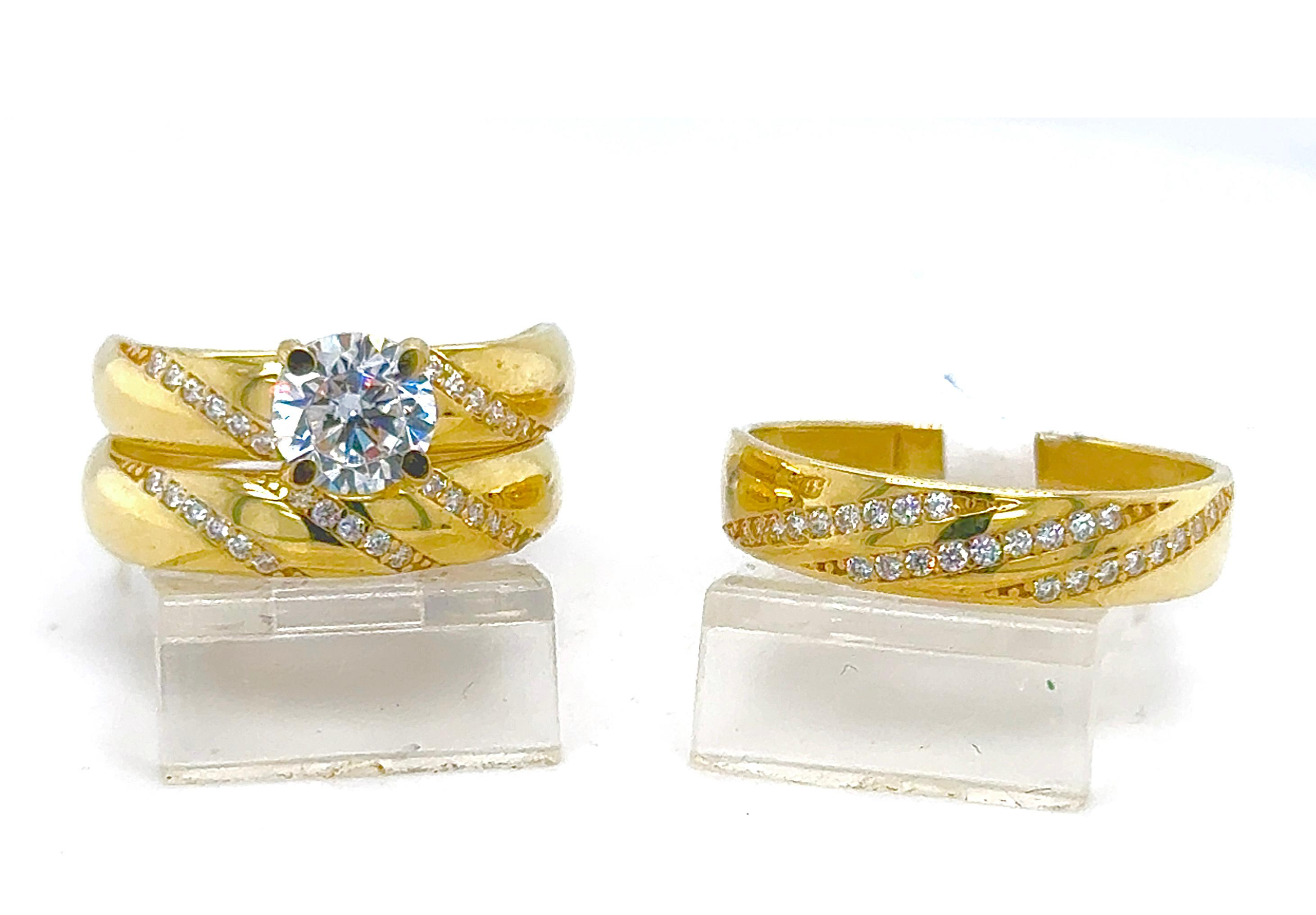 Gold His and Her Wedding Set