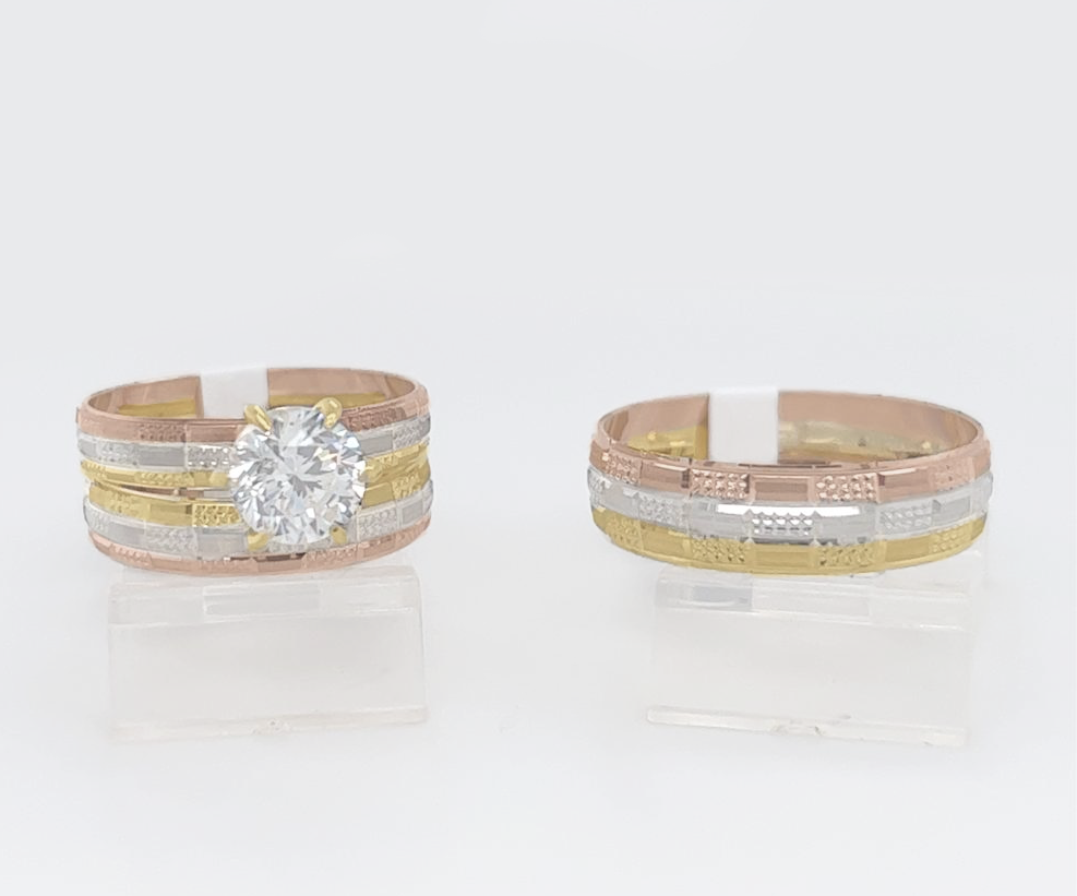 Gold His and Her Wedding Set