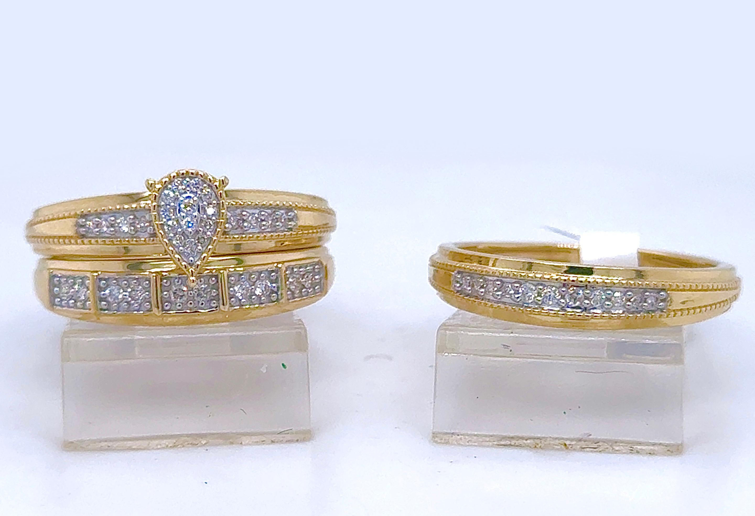 Gold His and Her Wedding Set