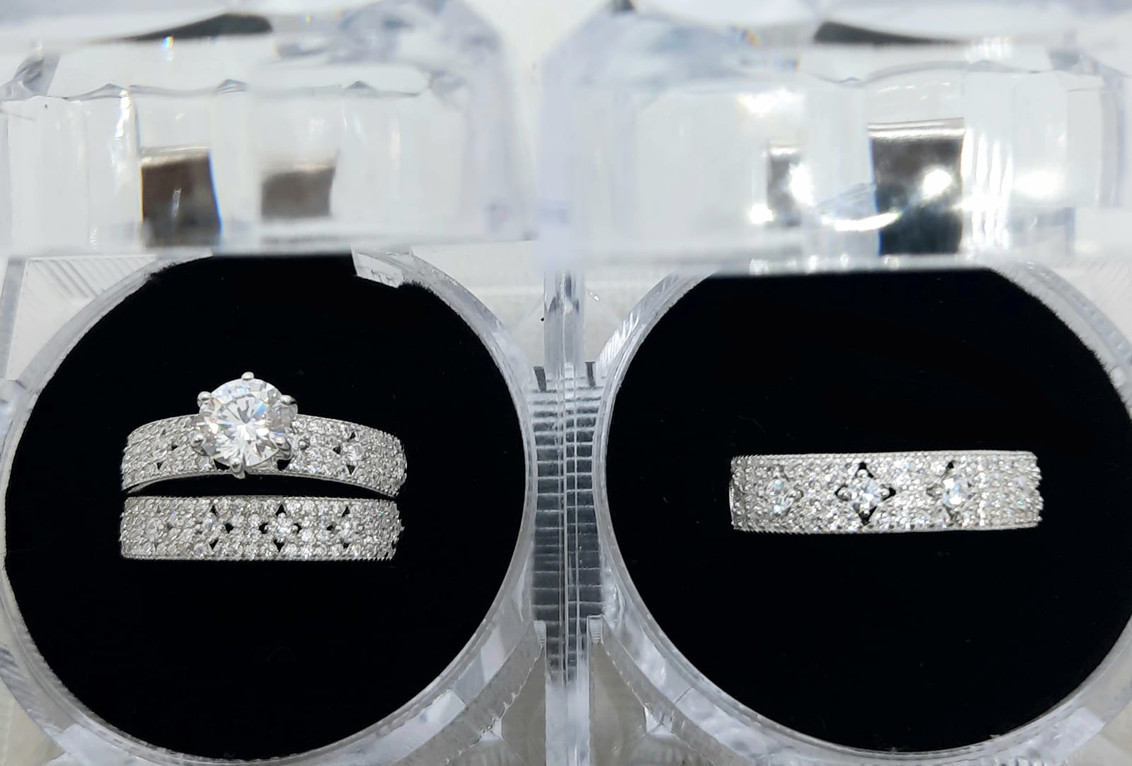 Silver His and Her Wedding Set