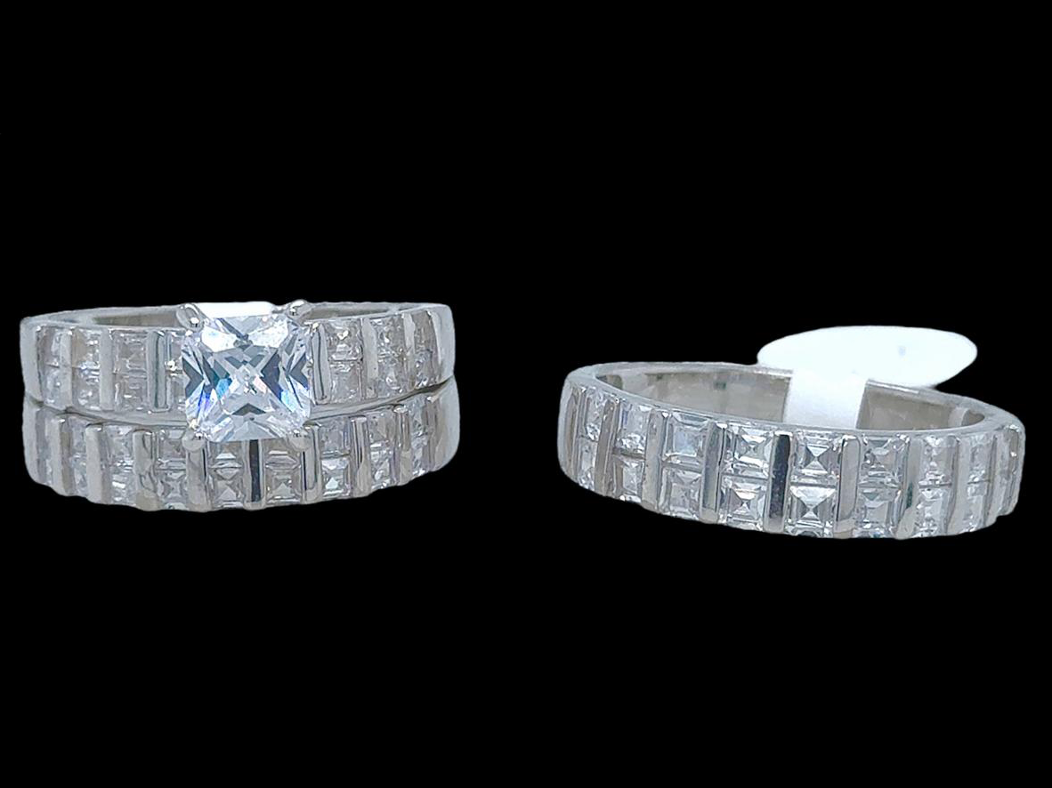 Silver His and Her Wedding Set