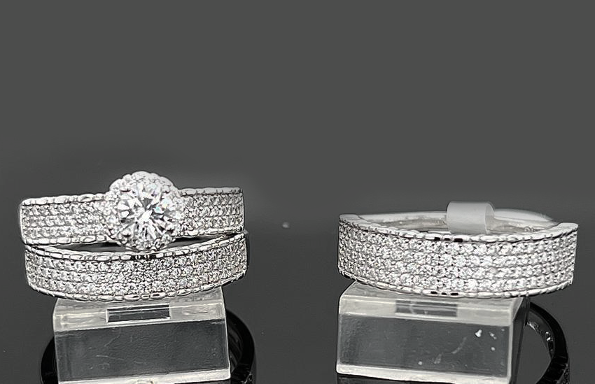 Silver His and Her Wedding Set