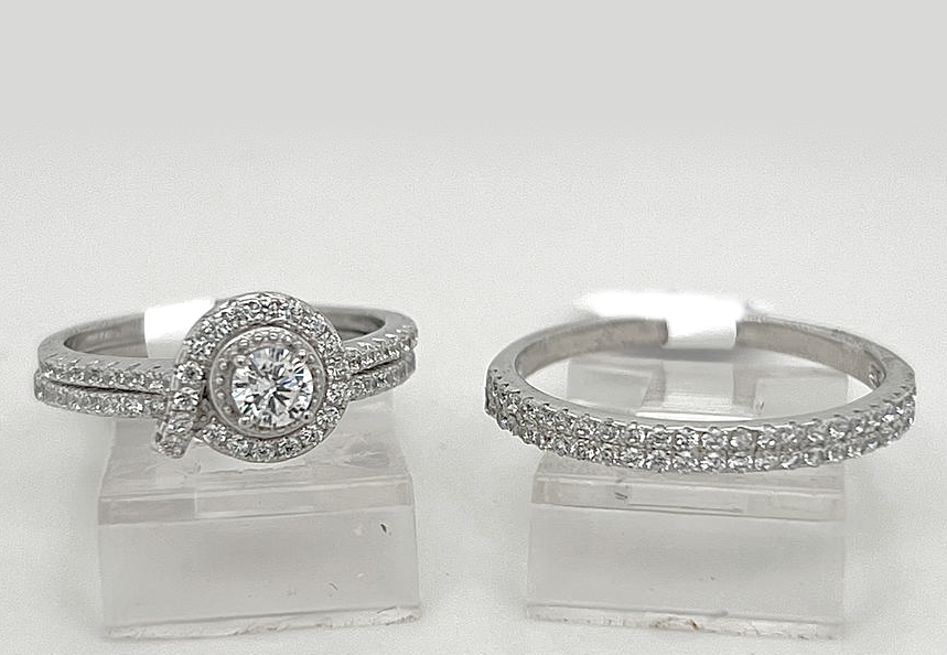 Silver His and Her Wedding Set