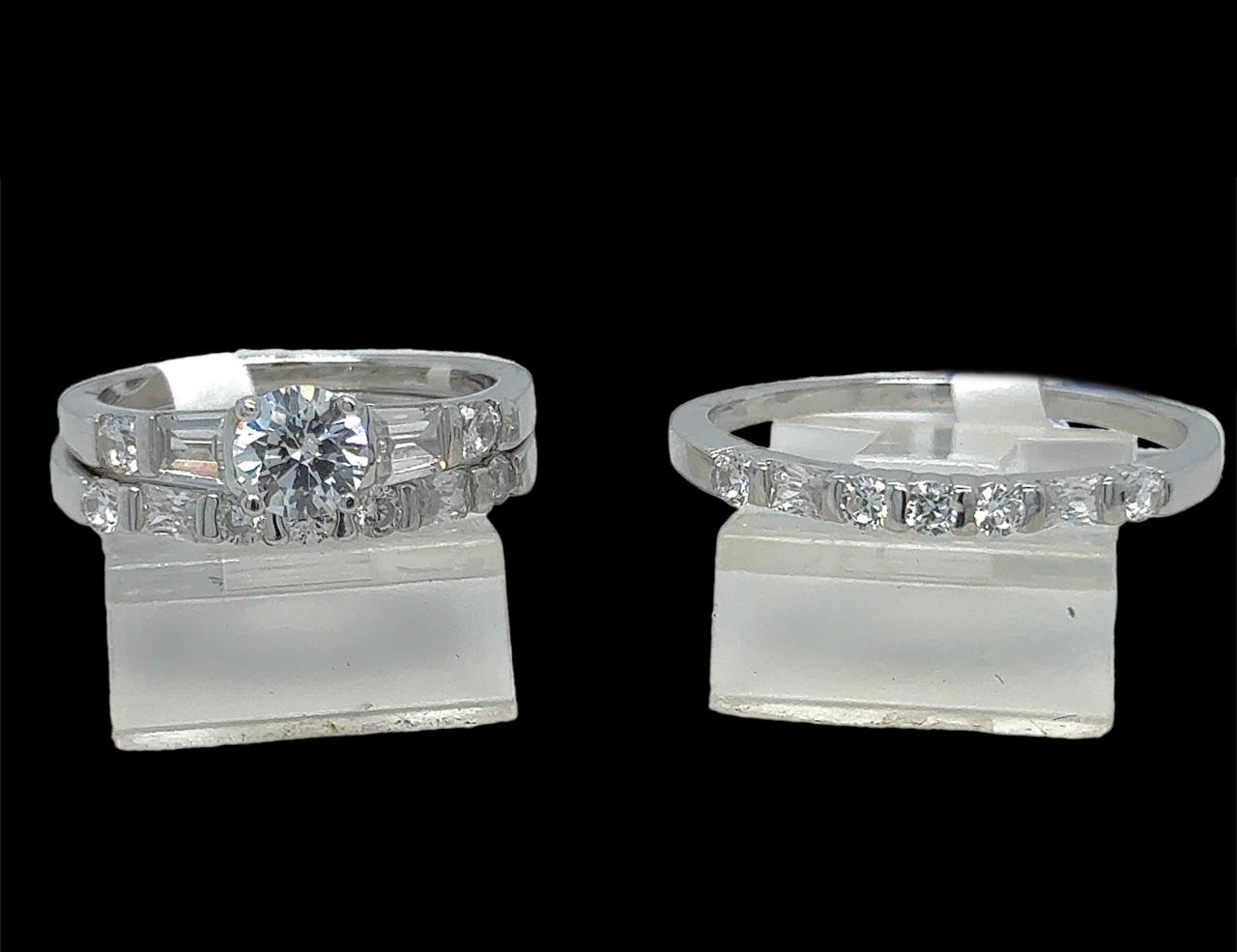 Silver His and Her Wedding Set