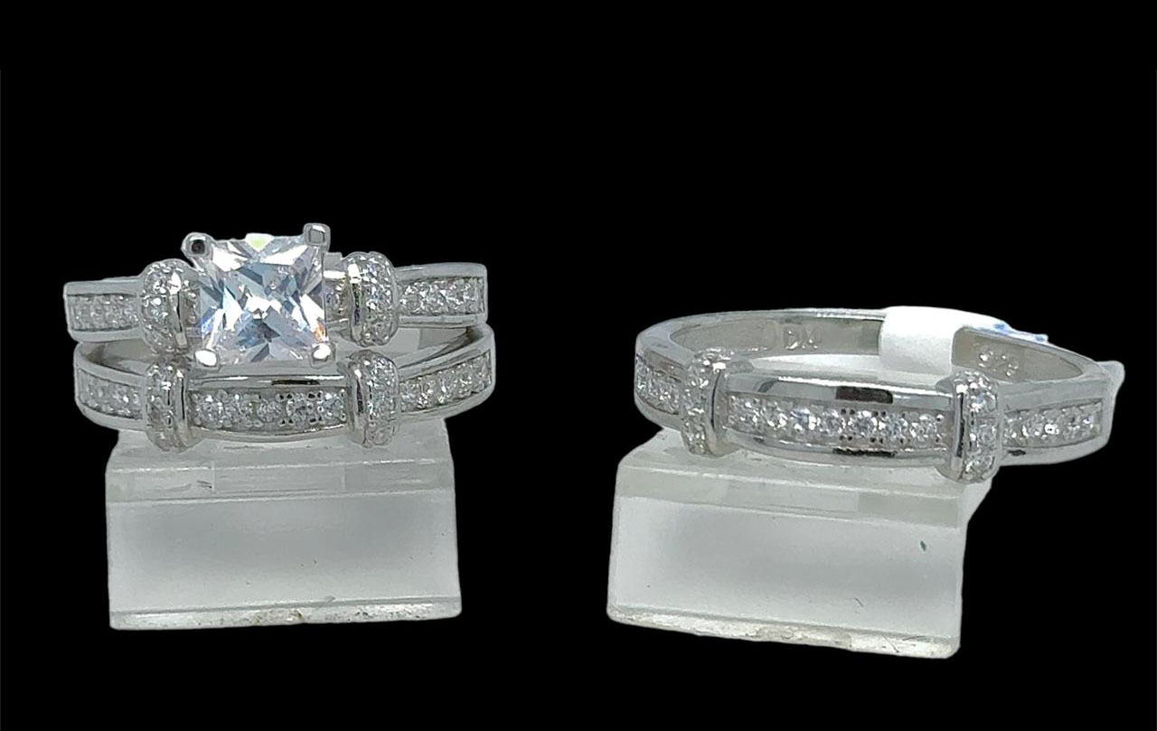 Silver His and Hers Wedding Set