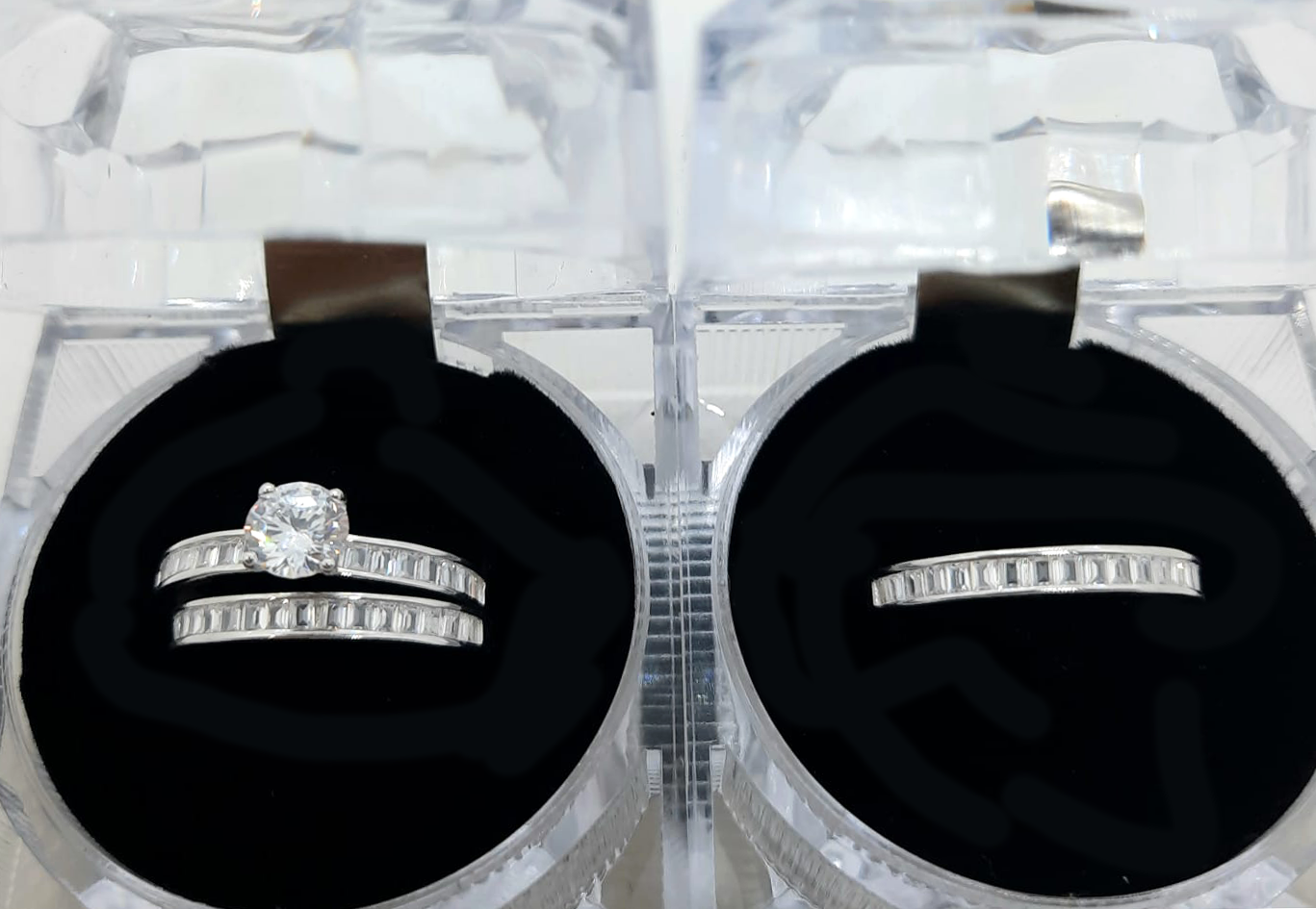 Silver His and Her Wedding Set