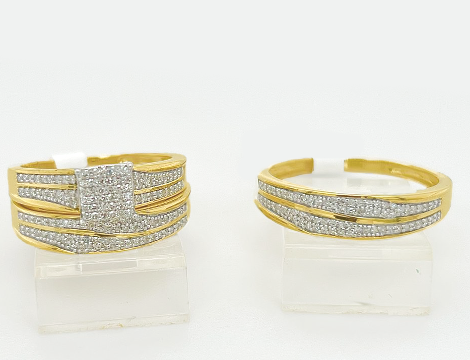 Gold His and Her Wedding Set
