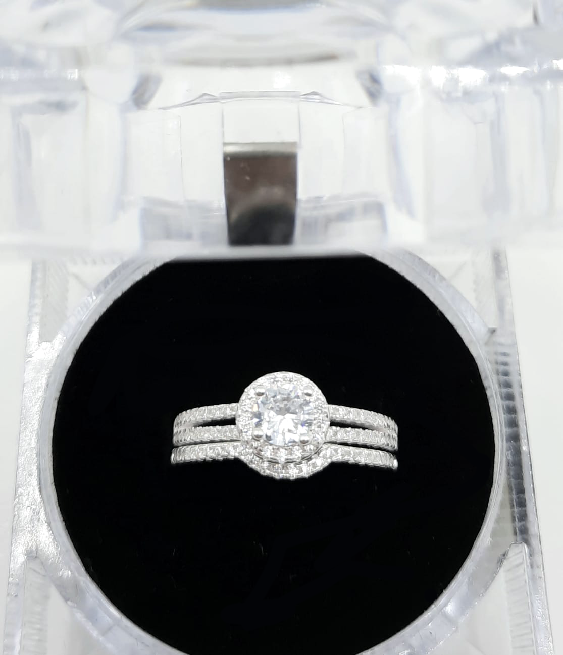 2PC Silver Ring Wedding Set