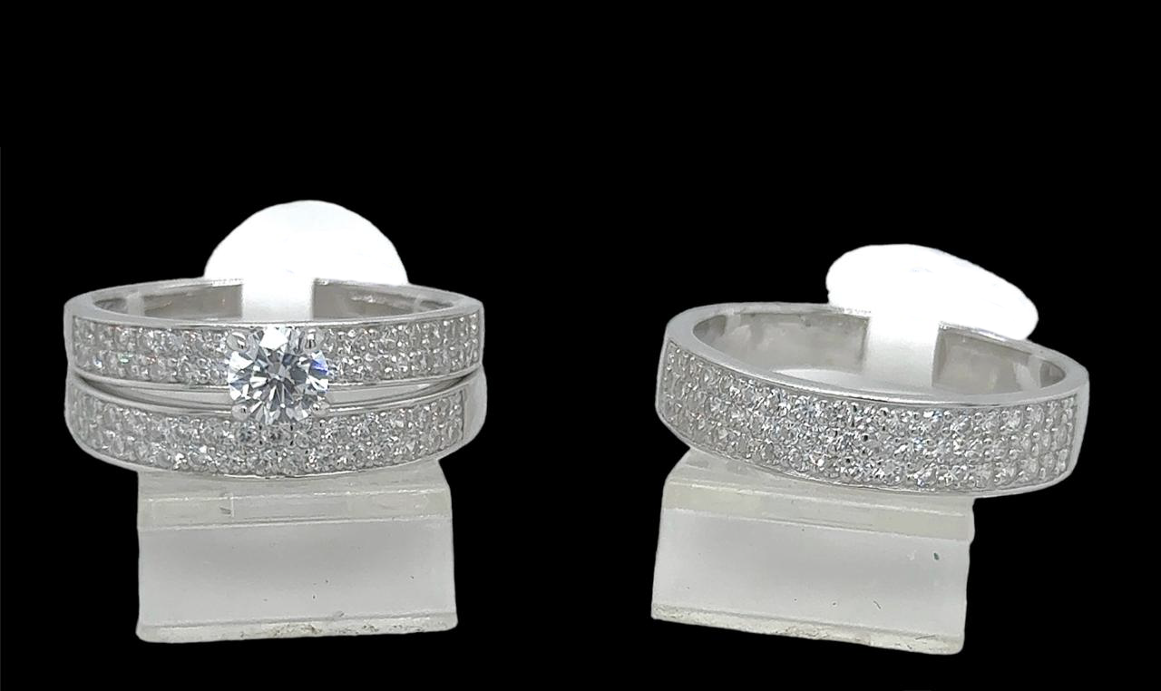 Silver His and Her Wedding Set