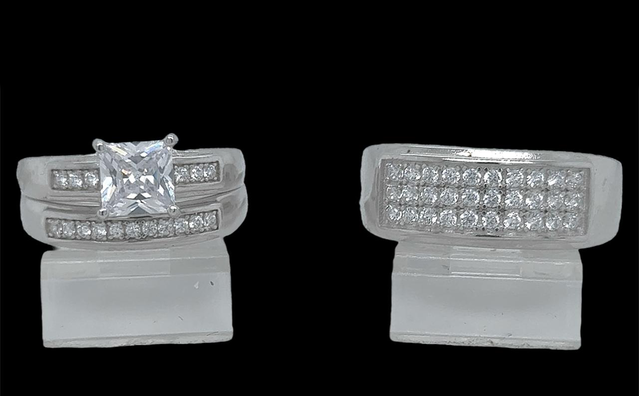 Silver His and Her Wedding Set