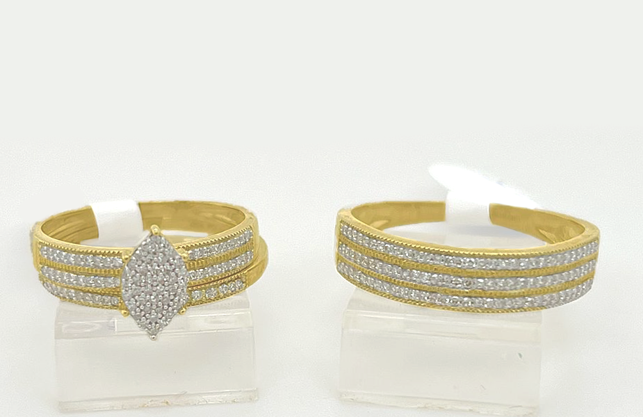 Gold His and Her Wedding Set