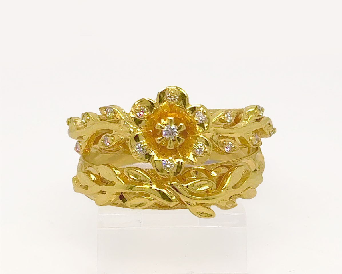 2PC Gold Wedding Ring