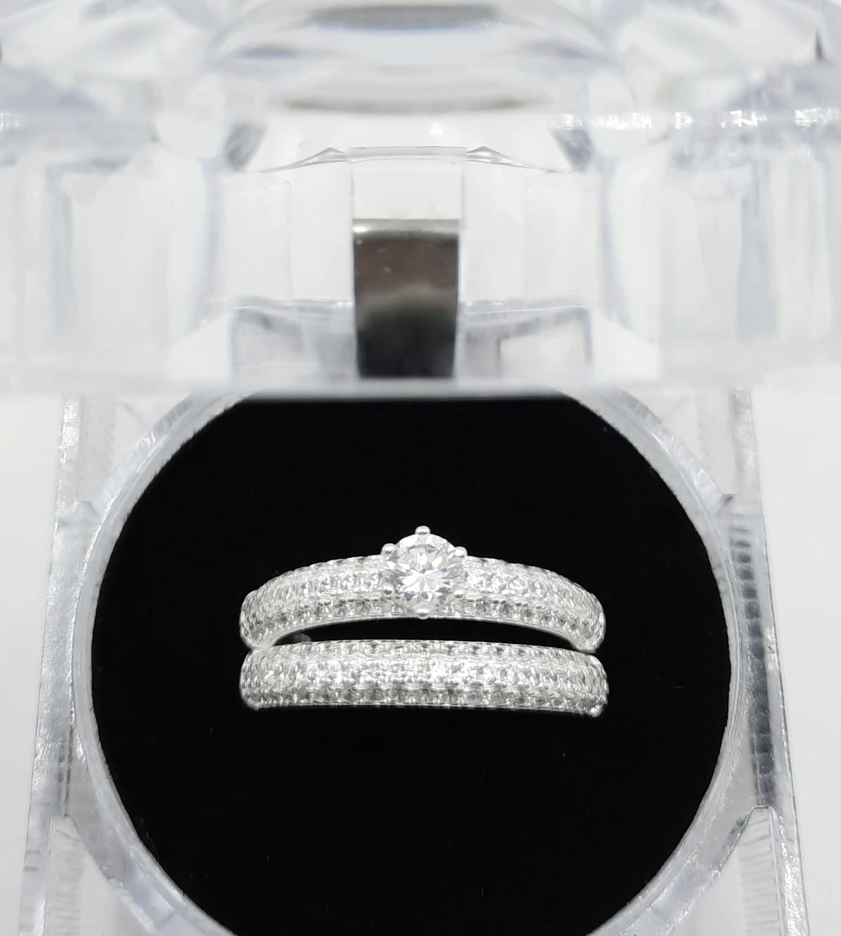 2PC Silver Ring Wedding Set