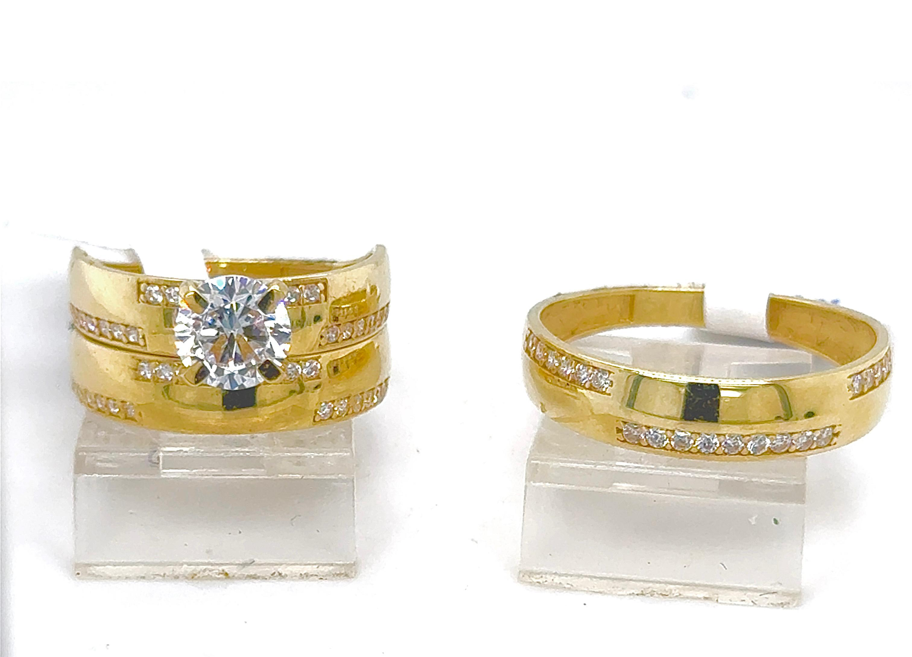 Gold His and Her Wedding Set