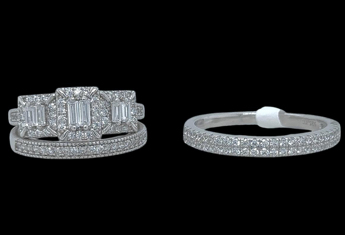 Silver His and Her Wedding Set