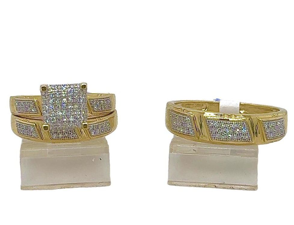 Gold His and Her Wedding Set