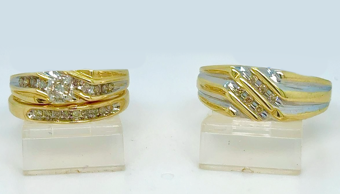 Gold His and Her Wedding Set