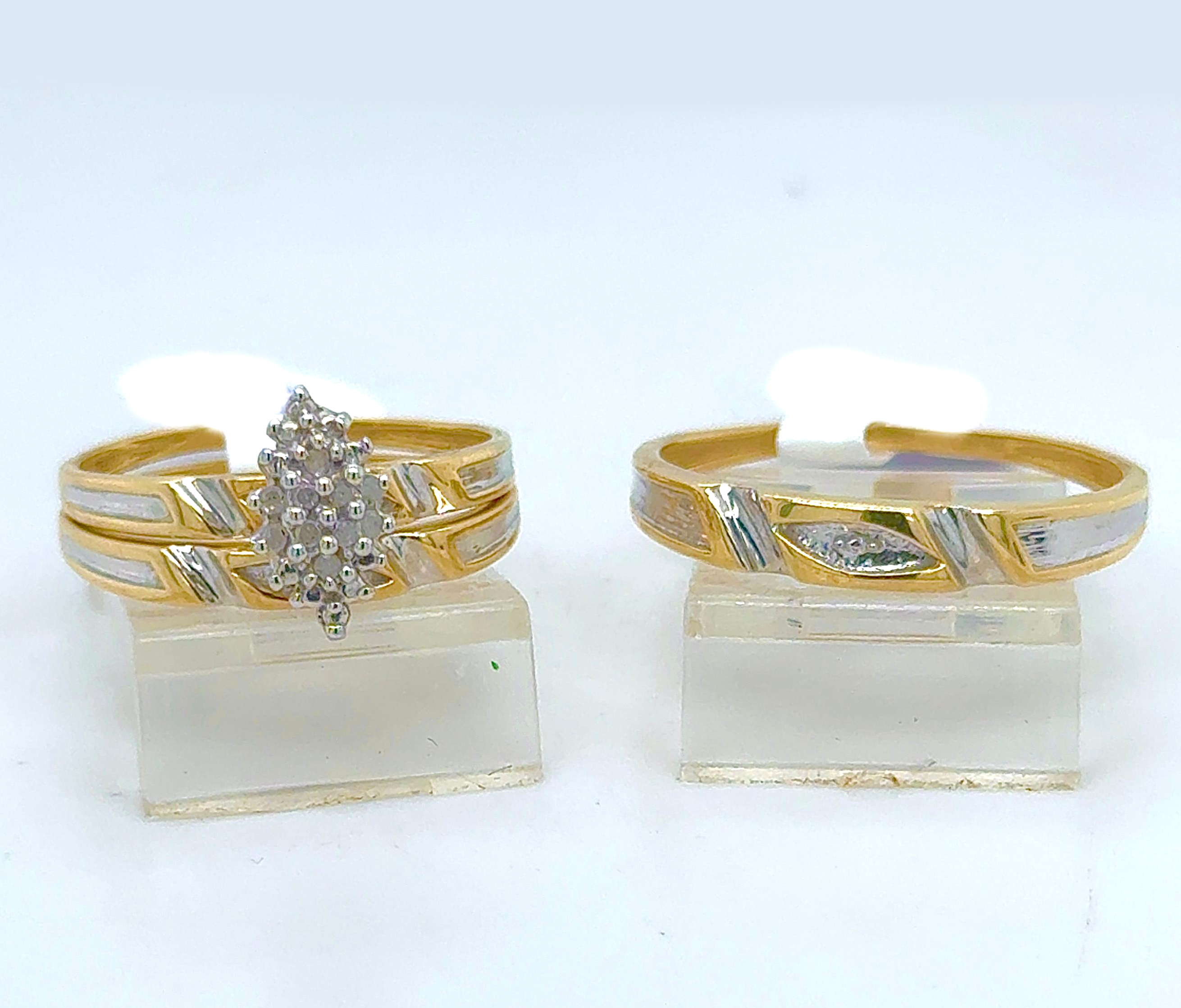 Gold His and Her Wedding Set