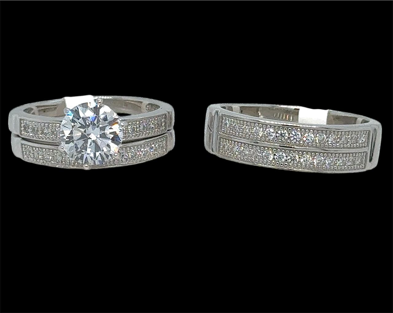 Silver His and Her Wedding Set