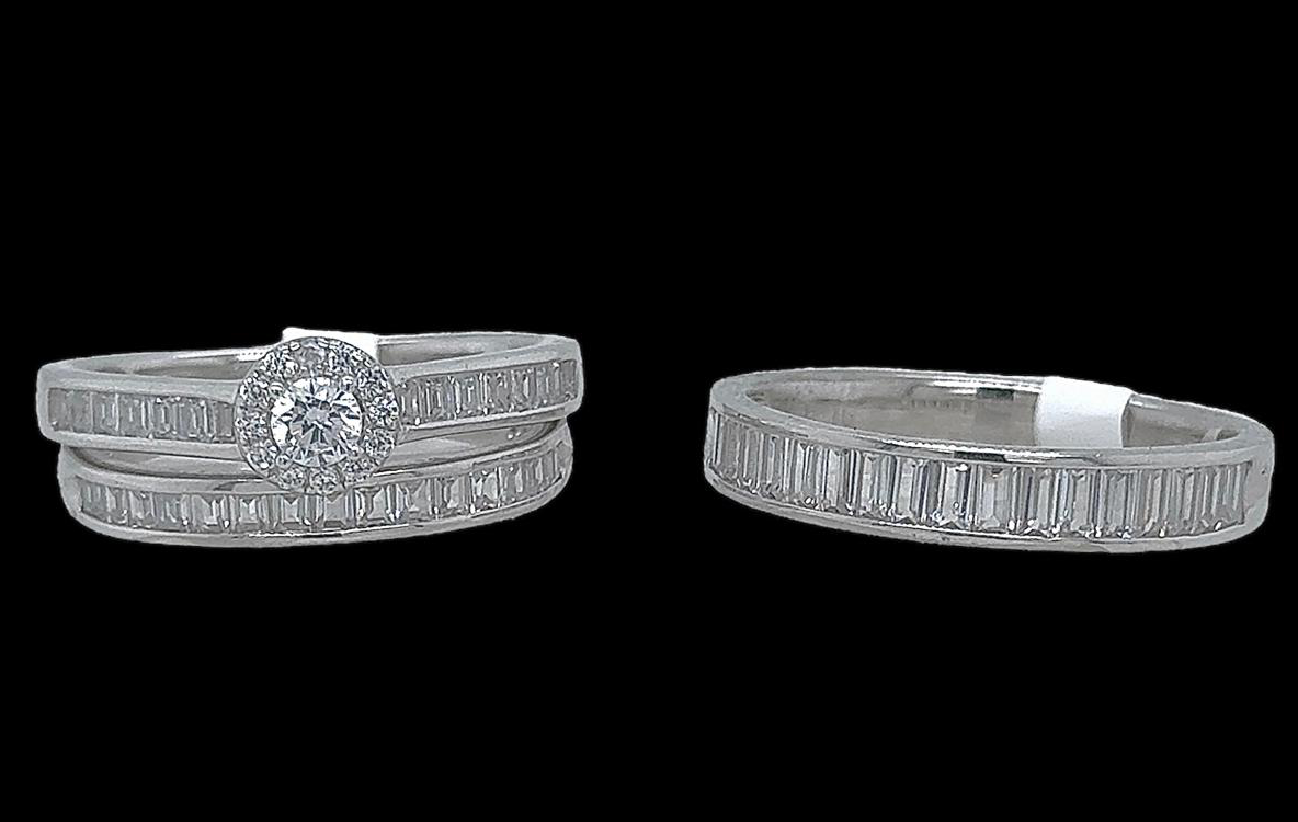 Silver His and Her Wedding Set