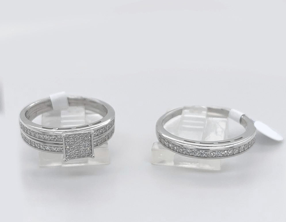 Silver His and Her Wedding Set