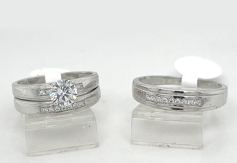 Silver His and Her Wedding Set