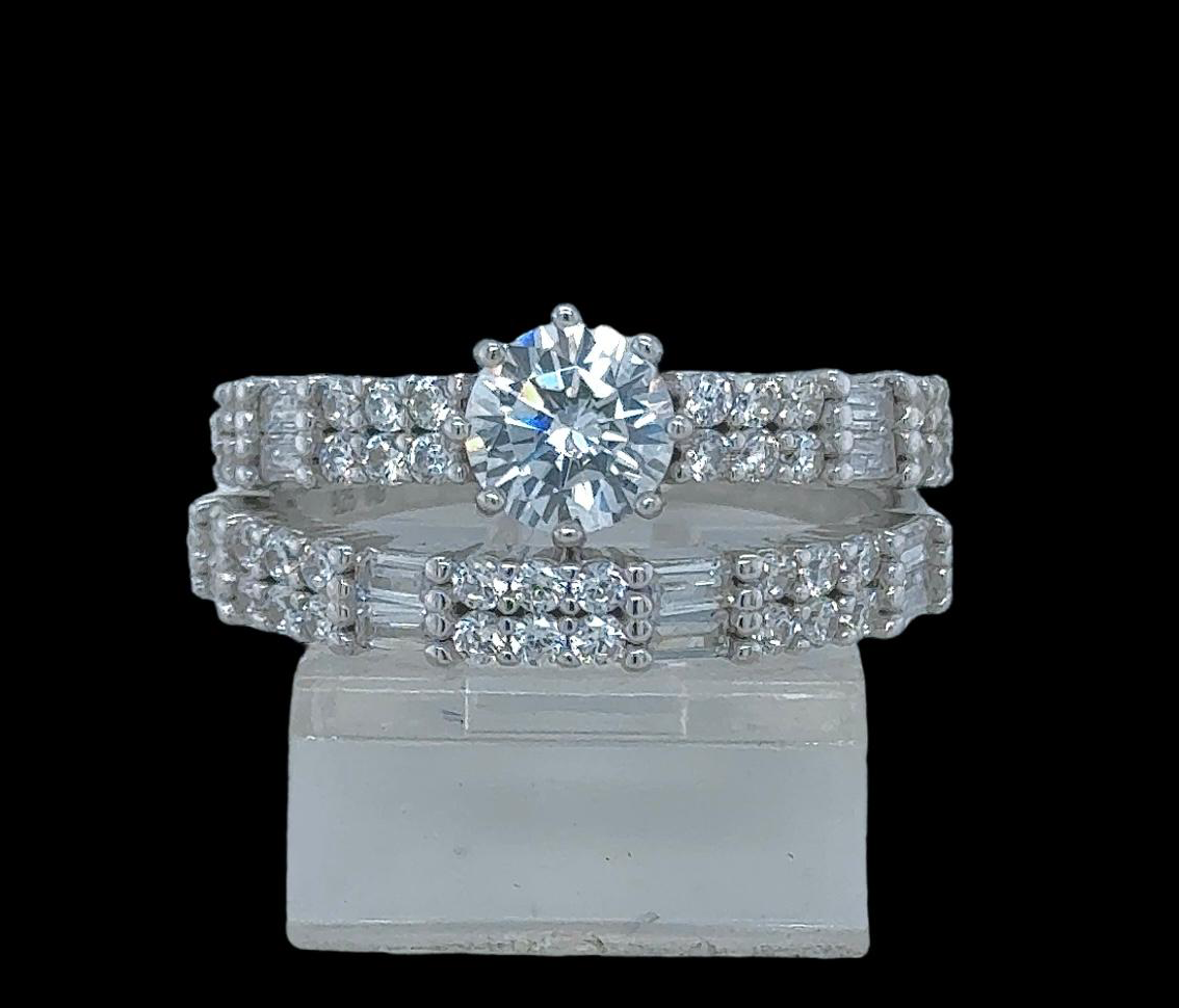 2PC Silver Wedding Ring