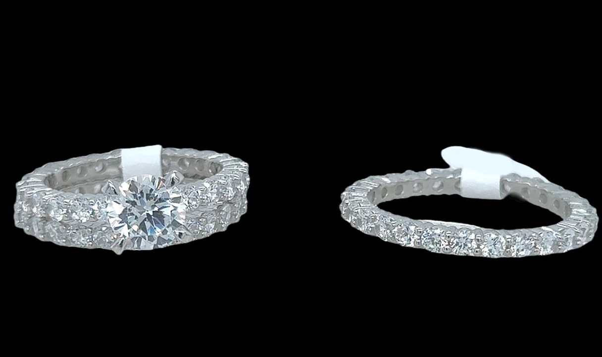Silver His and Her Wedding Set