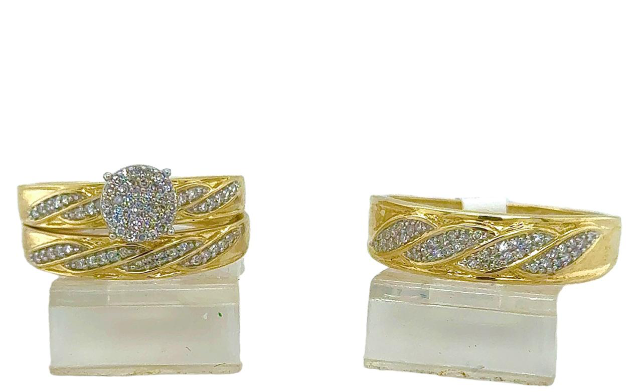 Gold His and Her Wedding Set