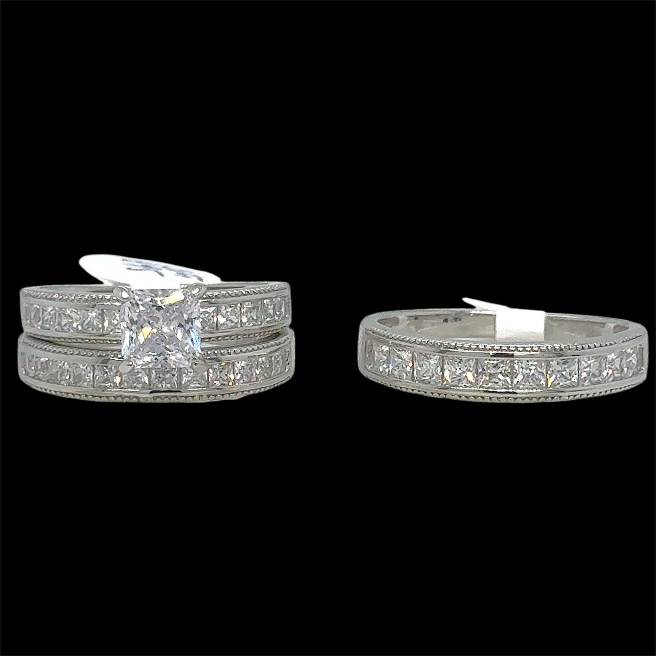 Silver His and Her Wedding Set