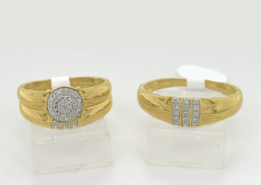 Gold His and Her Wedding Set