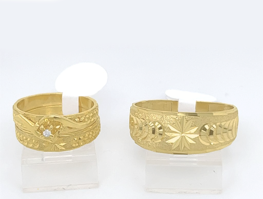 Gold His and Her Wedding Set