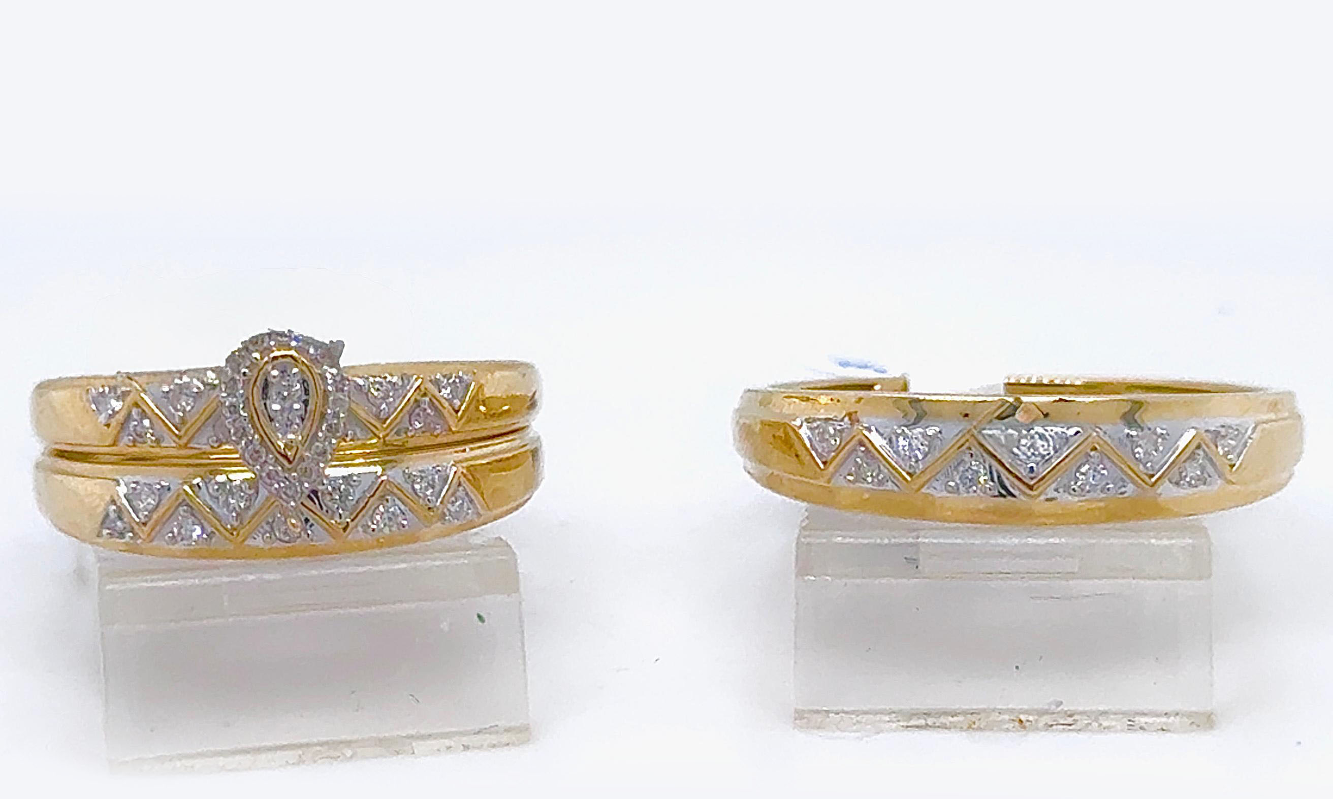 Gold His and Her Wedding Set