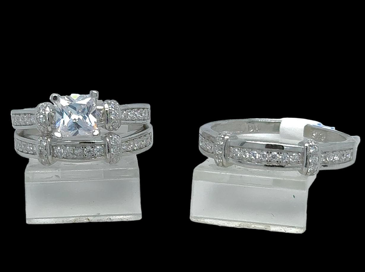Silver His and Her Wedding Set