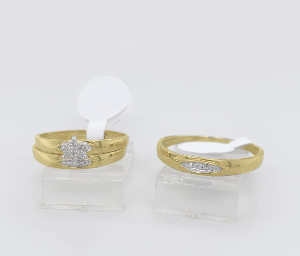 Gold His and Her Wedding Set