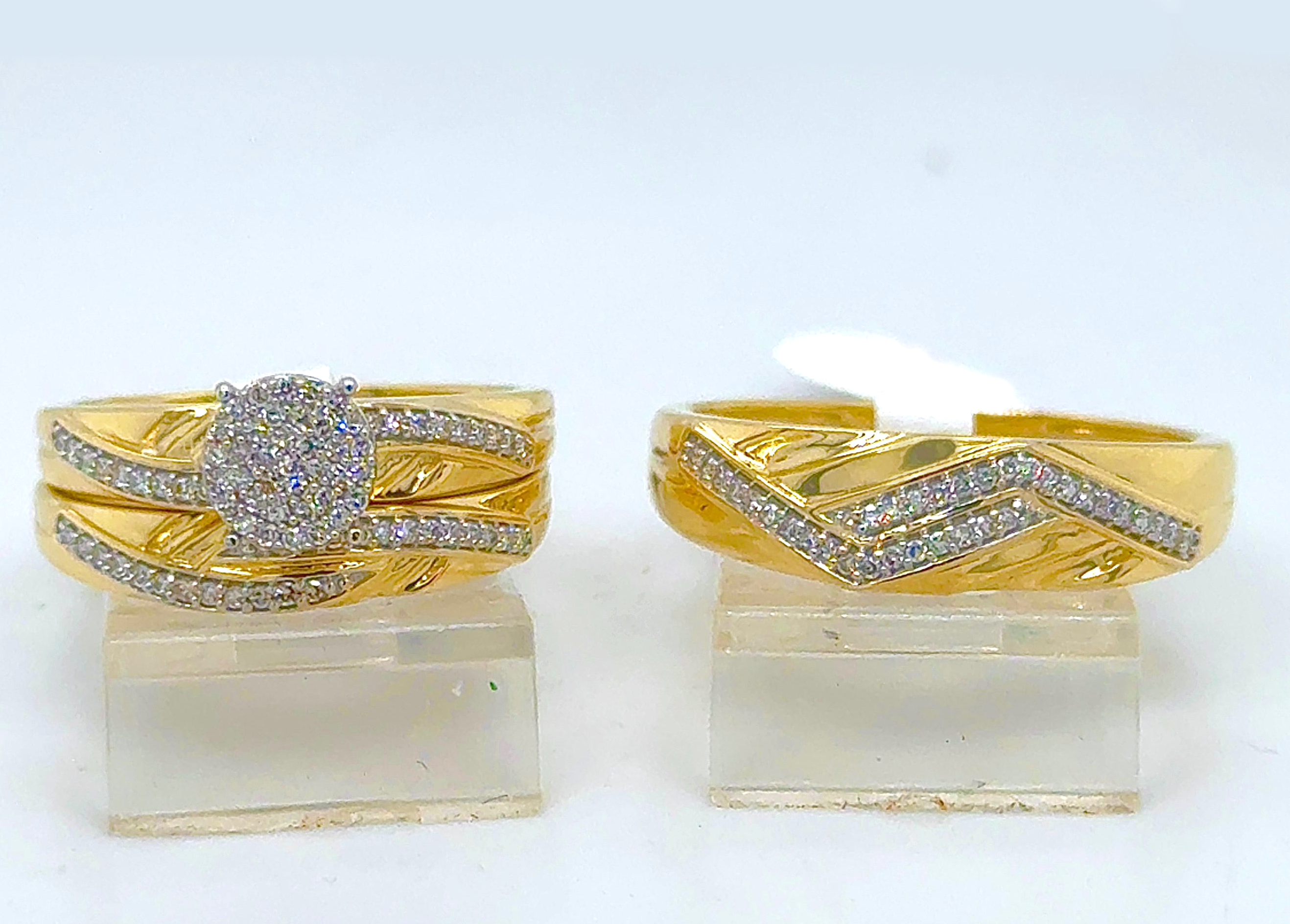 Gold His and Her Wedding Set