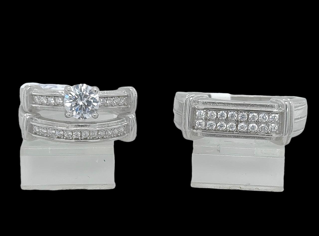 Silver His and Her Wedding Set