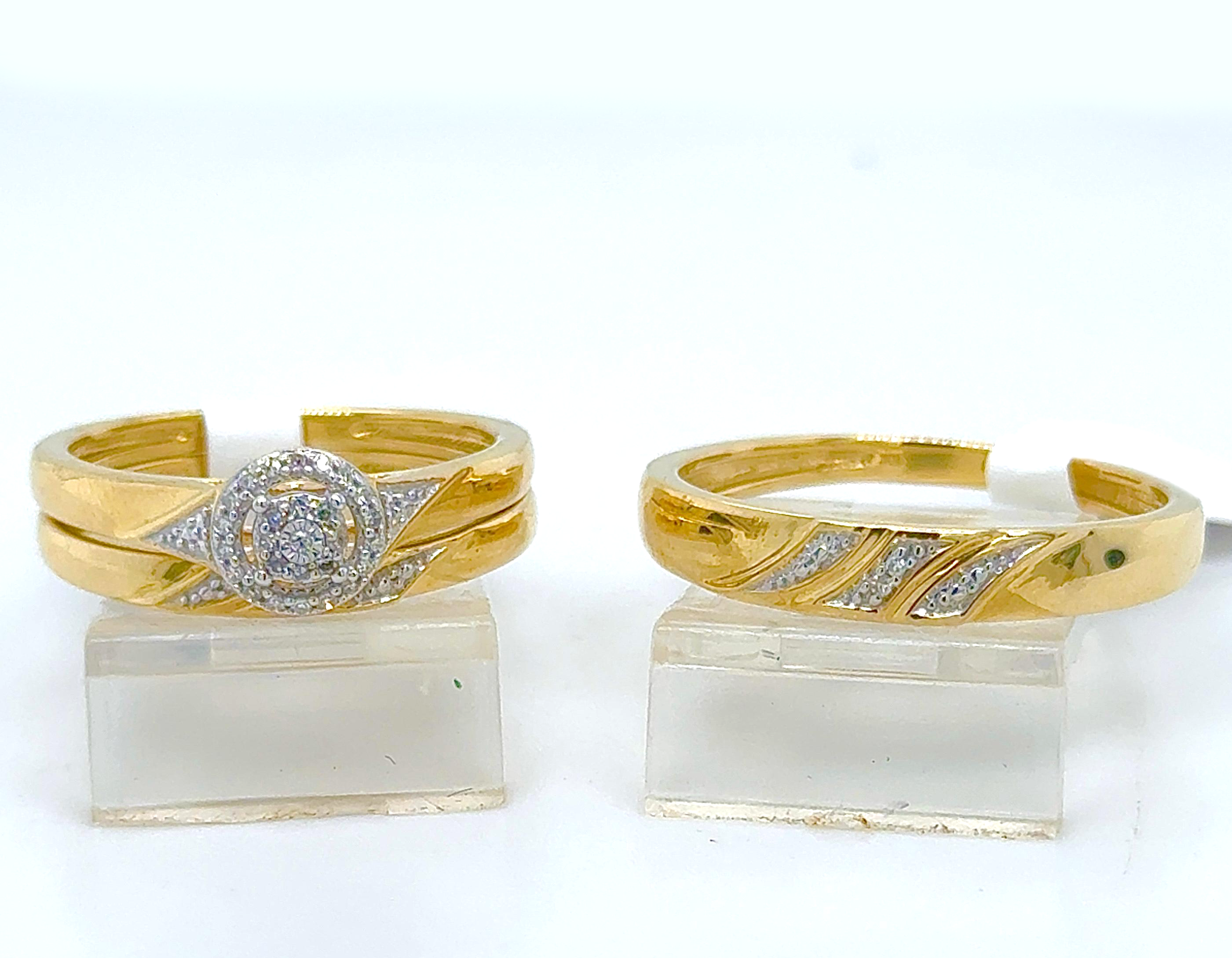 Gold His and Her Wedding Set