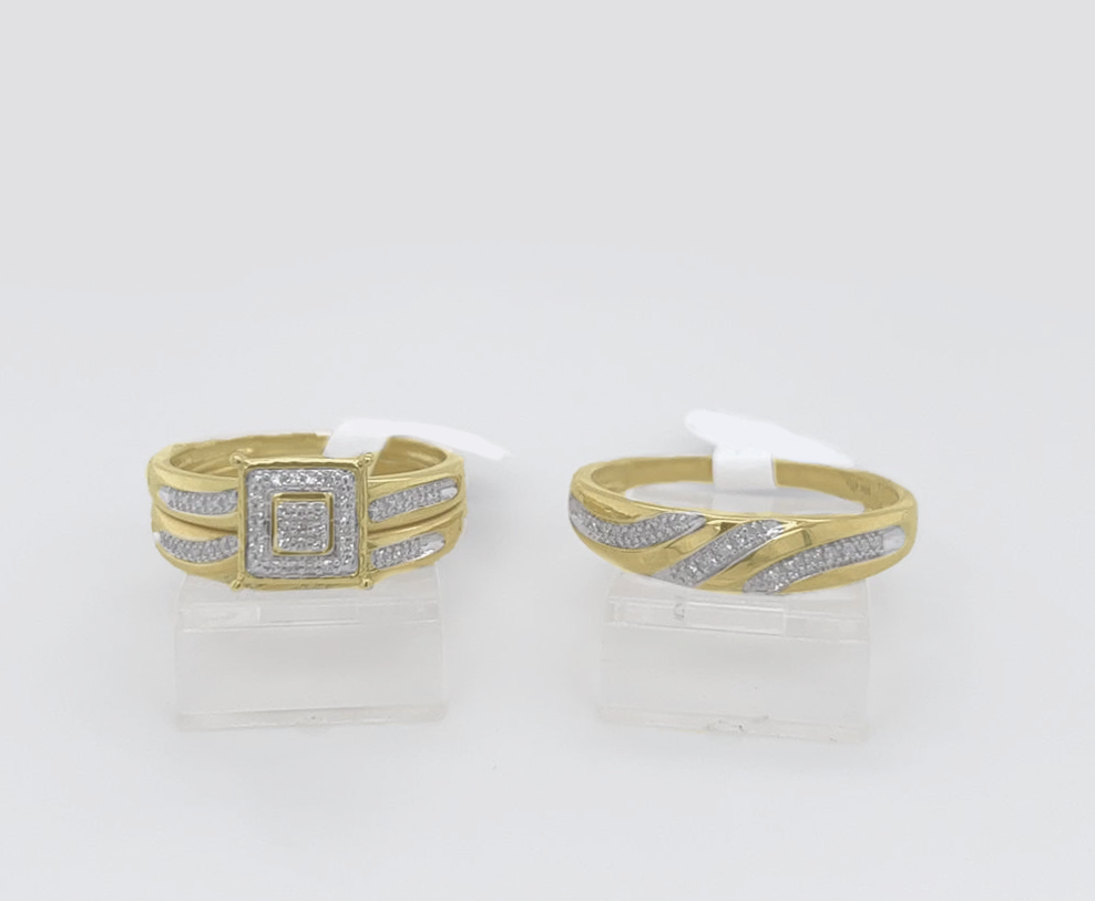 Gold His and Her Wedding Set
