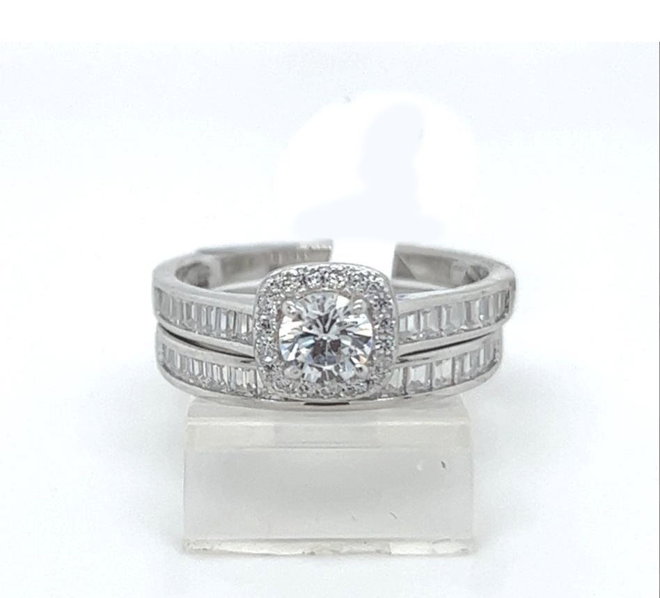2PC Silver Wedding Ring
