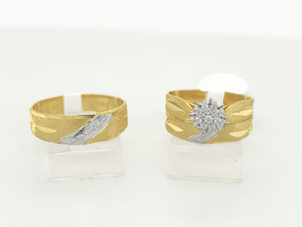 Gold His And Her Wedding Set