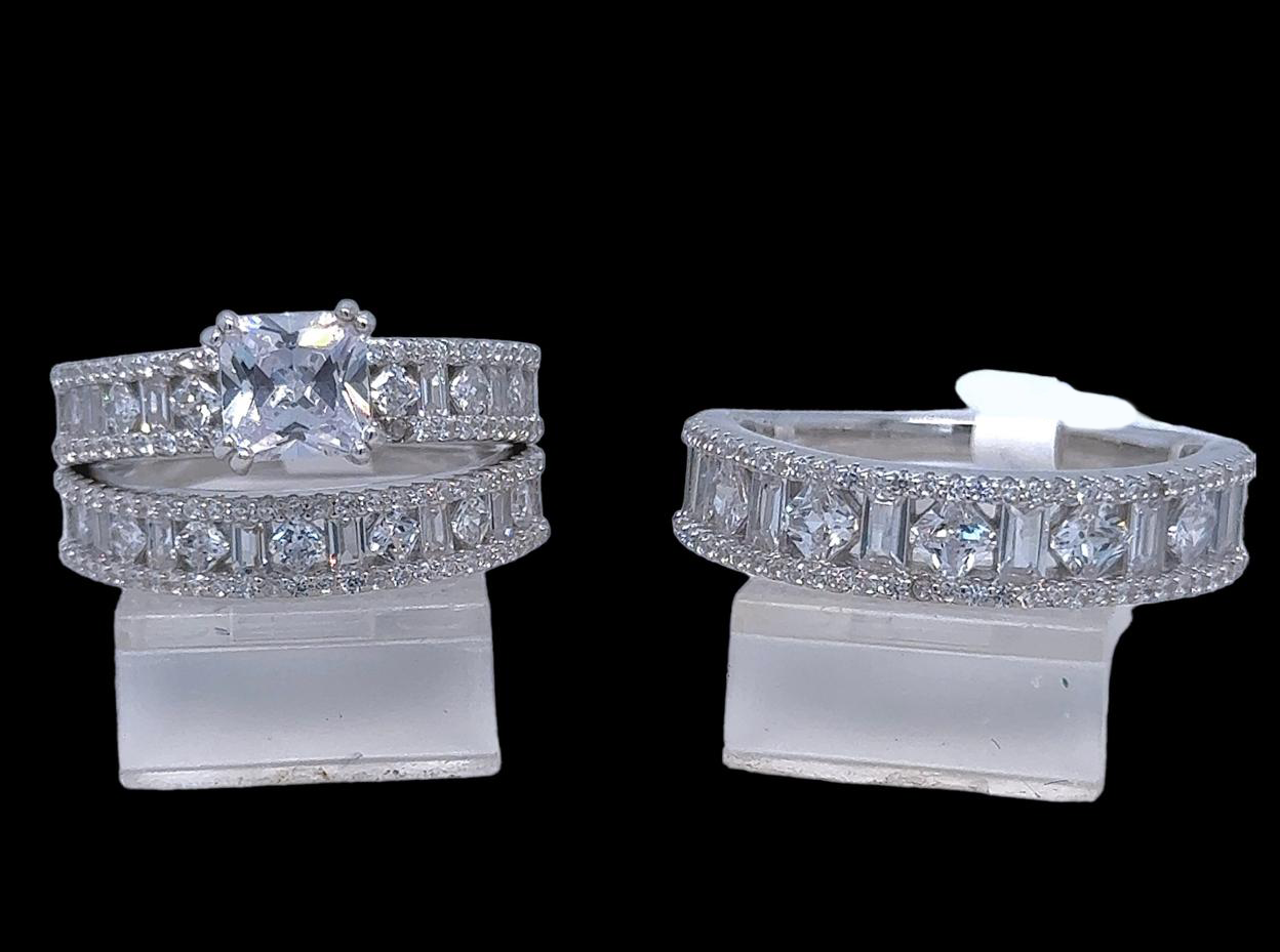 Silver His and Her Wedding Set