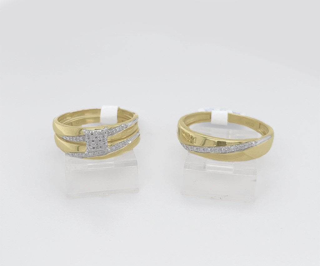 Gold His and Her Wedding Set