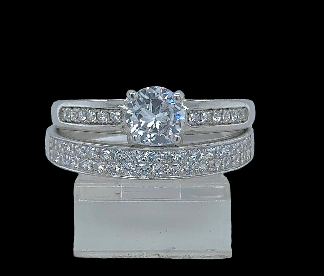 2PC Silver Wedding Ring