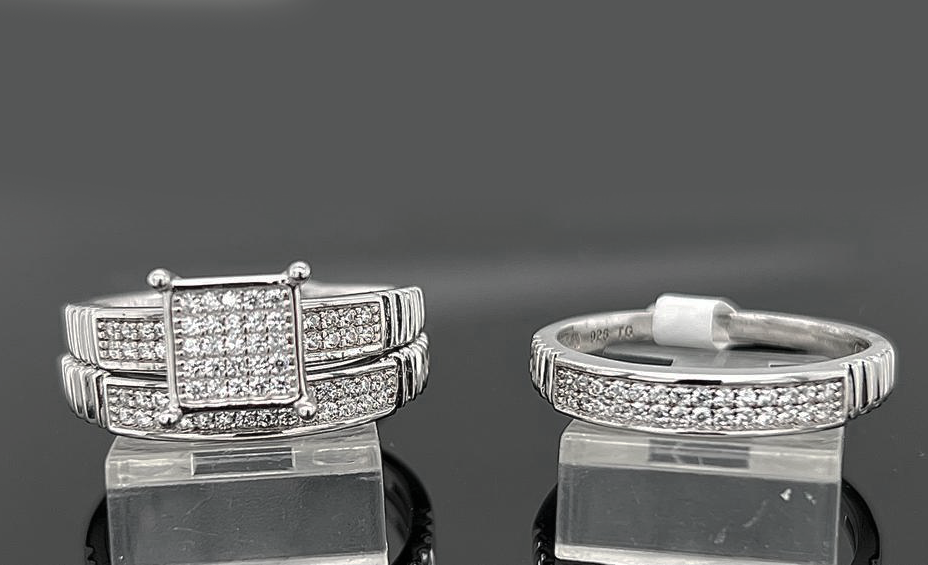Silver His and Her Wedding Set
