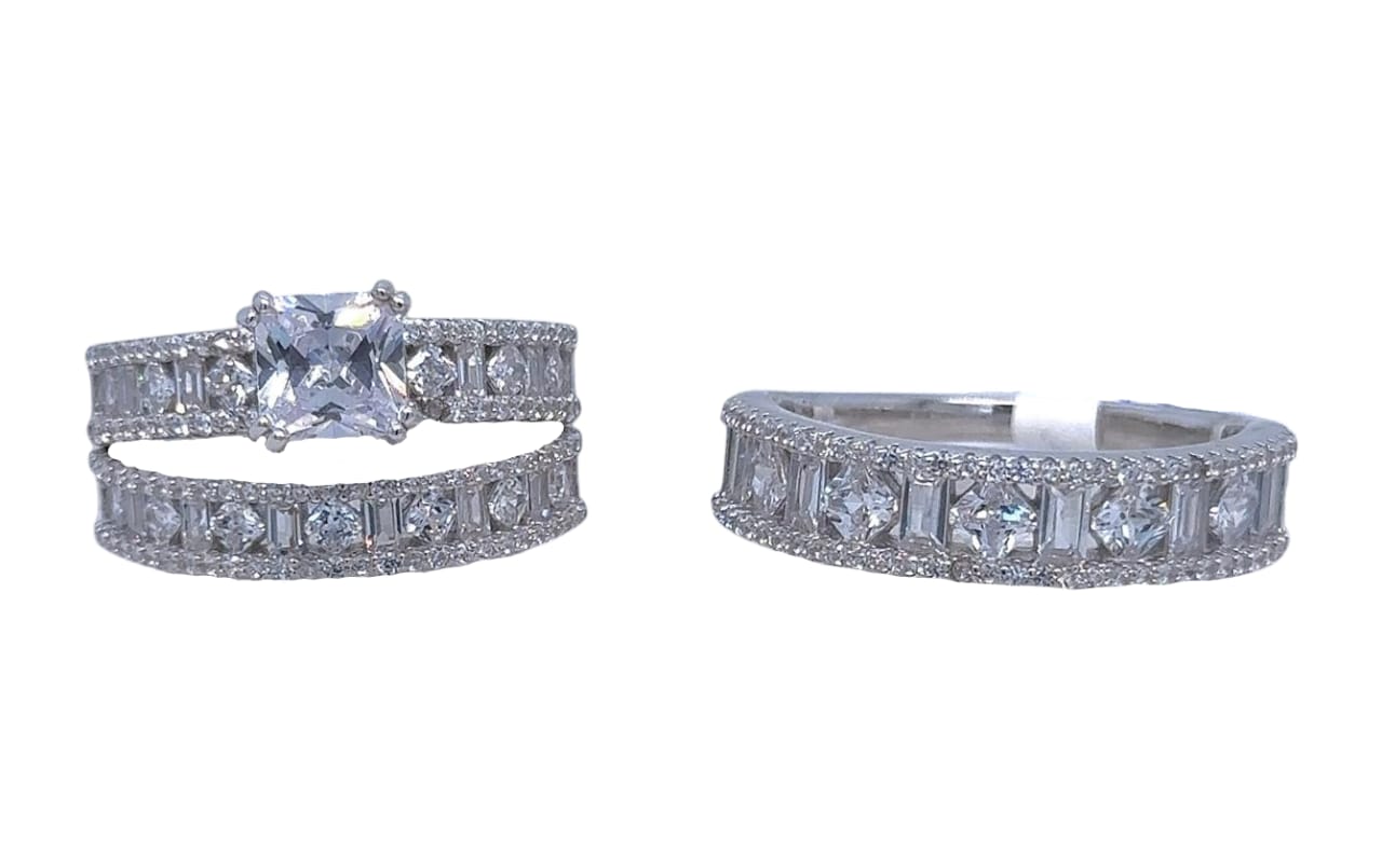 Silver His and Her Wedding Set