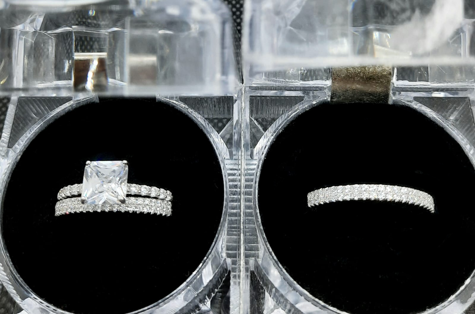 Silver His and Her Wedding Set
