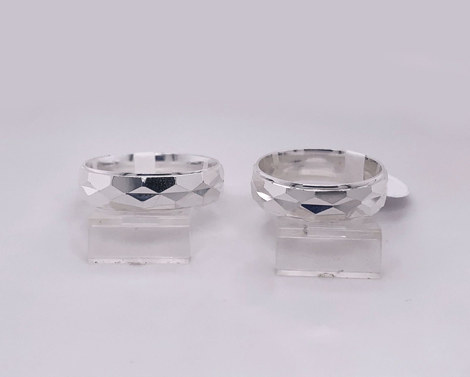 Silver His and Hers Wedding Set
