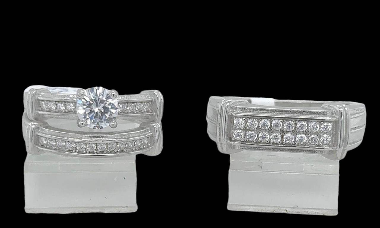 Silver His and Her Wedding Set